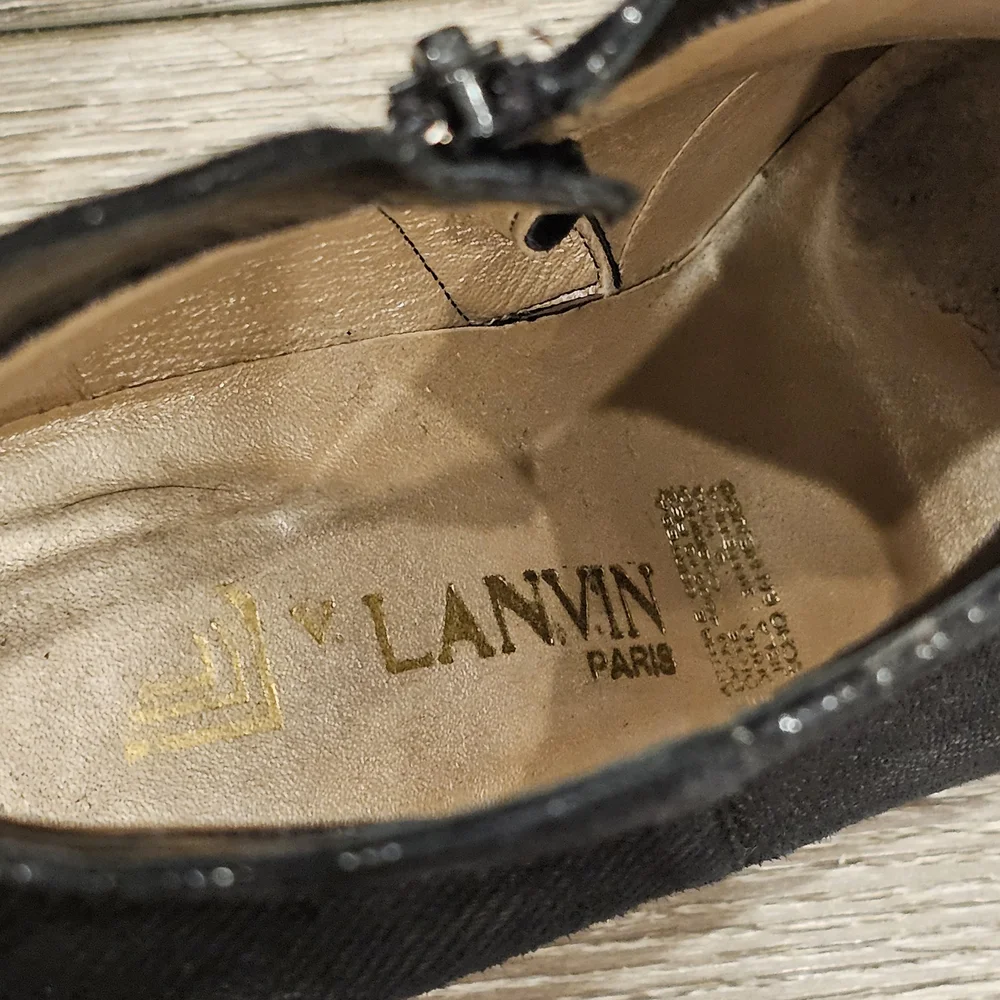 LANVIN Paris Black Shimmery Ankle Booties